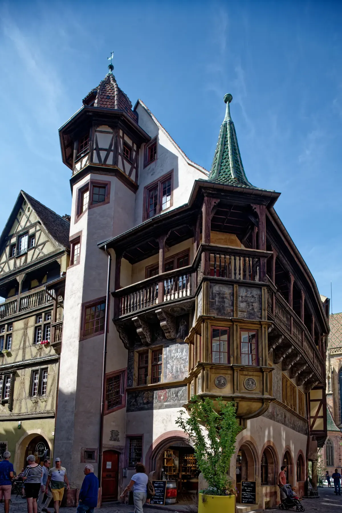 Maison Pfister in Colmar with its wooden gallery and corner turret
